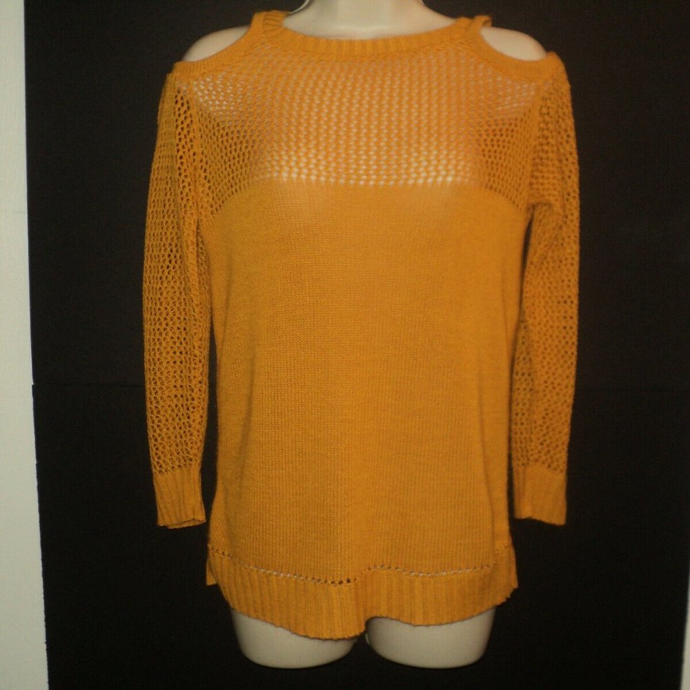 Serendipity by Victoria Sweater Size L Melon-Gold Cold Shoulder Long Sleeves